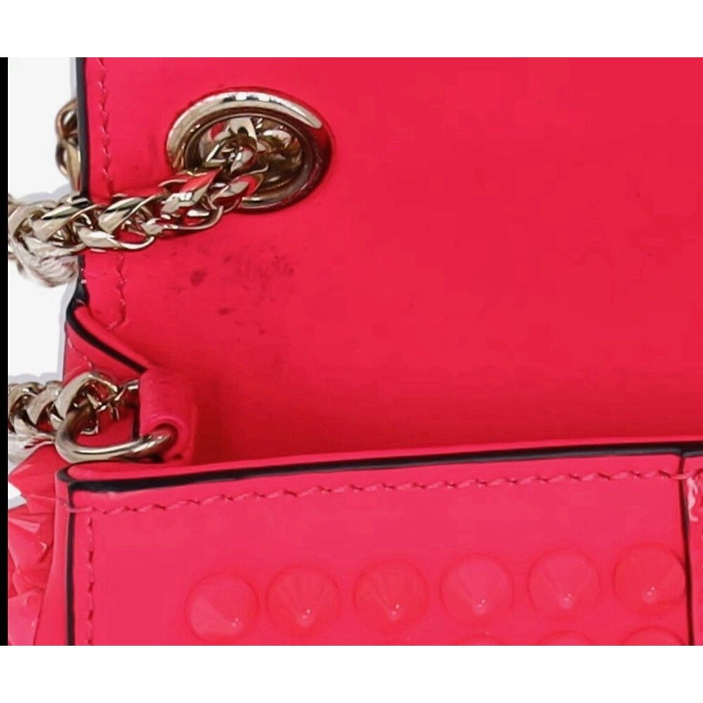 Preloved Christian Louboutin Hot Pink Leather Spiked Sweet Charity Crossbody Bag - Picture 8 of 8
